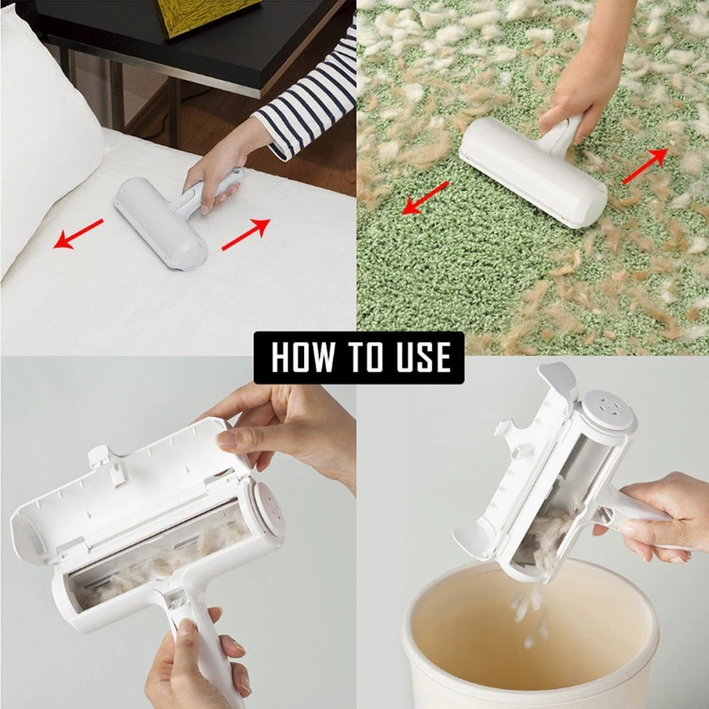 2-Way Pet Hair Remover Roller – Lint Brush for Dogs & Cats, Reusable Fur Cleaner for Furniture, Sofa, Clothes & More